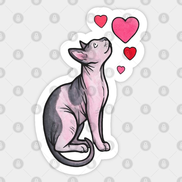 Sphynx cat love Sticker by animalartbyjess